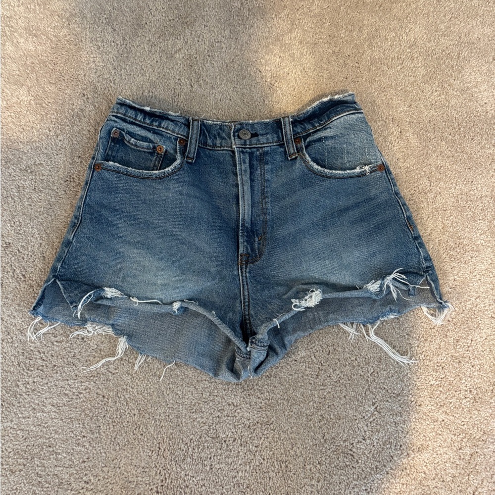 Abercrombie & Fitch Blue Jean Shorts Distressed Frayed Hem